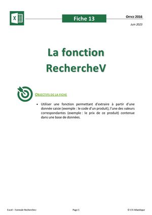 13 Fonction Recherche V