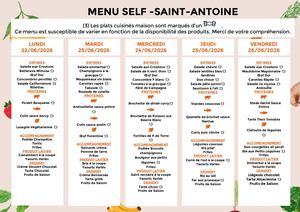 Menu Self Du 22 06 2026 Au 26 06 2026