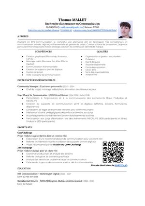 Cv Thomas Mallet Alternance Communication