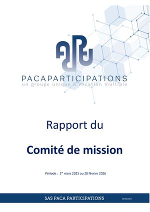 2025 - 2026  - Rapport De Mission SAS PACAPARTICIPATIONS