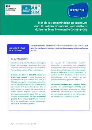 Etat de la contamination en cadmium des milieux aquatiques continentaux