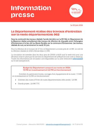 Travaux RD962 - Entrammes