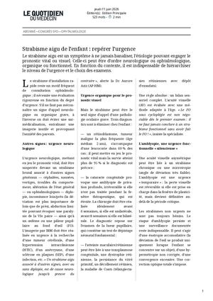 Le Quotidien Du Médecin Strabisme Aigu De L’enfant _ Repérer L’urgence 11062026