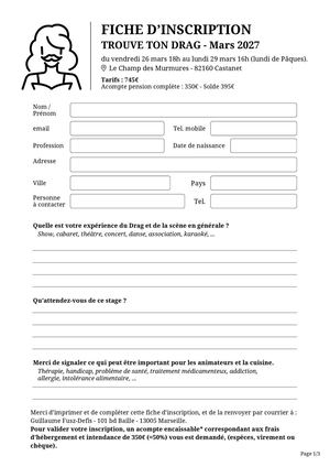 Fiche D'inscription 2027
