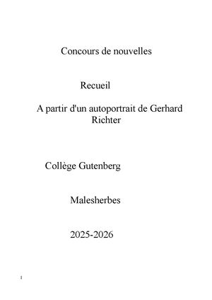 Recueil Concours De Nouvelles 2025 2026