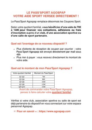 Le Pass'sport Agospap Juin 2026