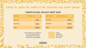 Tarif Plage Ete 2026 Nino