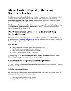 Mason Circle - Hospitality Marketing Services in London