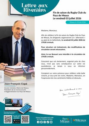 Lettre aux riverains : Fin de saison du Rugby Club du Pays de Meaux