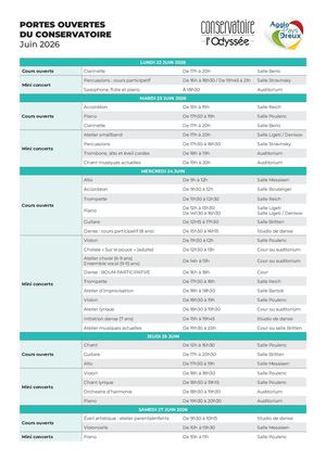 Conservatoire - Portes Ouvertes 2026 - Programme
