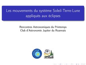 Les éclipses et les mouvements de la Lune et du Soleil