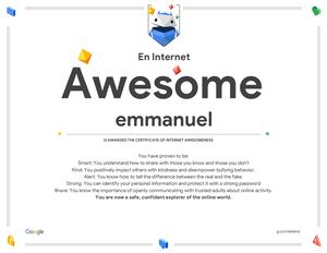 Google Interland Emmanuel Certificate Of Awesomeness
