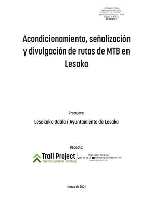 Acondicionamiento, señalización y divulgación de rutas de MTB en Lesaka