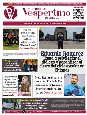 Periodico El Vespertino De Chiapas 18 Abril 2026