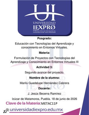 Actividad 3. Segundo avance del proyecto: Estrategias de evaluación para la implementación de Tecnologías del Aprendizaje y el Conocimiento (TAC) en la UTIM