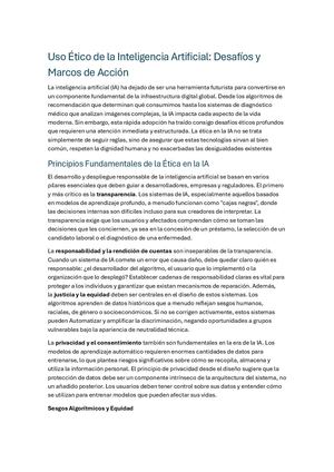 Uso ÉTico De La Inteligencia Artificial