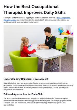 How The Best Occupational Therapist Improves Daily Skills