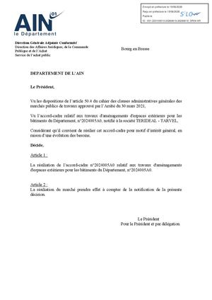 Décision De Résiliation TERIDEAL TARVEL 16 06 2026 2024005A0 Tampon