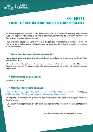 Reglement Accueil Nouveaux Proprietaires De Residences Secondaires
