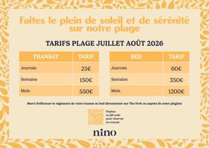 Tarifs plage juillet août