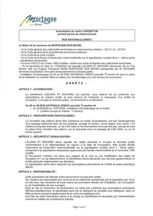 Ar26st146 Av Portant Permis De Stationnement 80 Rue Nationale Du 22 06 Au10 07 26