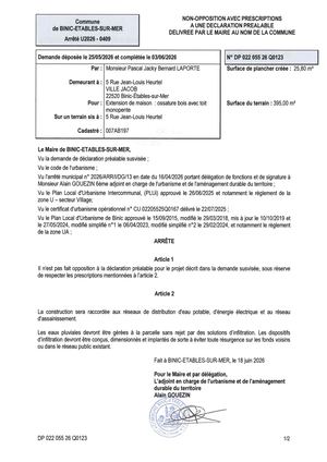 DP 26 Q 0123 - Arrêté