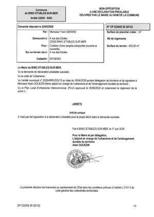DP 26 Q 0122 - Arrêté