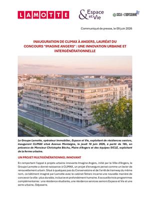 Communique De Presse Inauguration Officielle Du Batiment Climax A Angers Version Site Lamotte