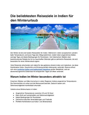 Die Beliebtesten Reiseziele In Indien Für Den Winterurlaub