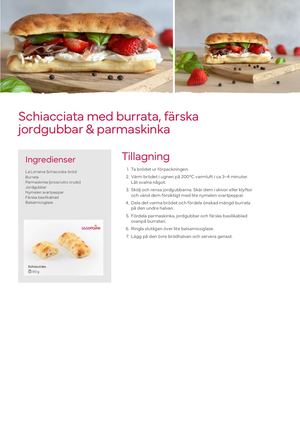 Schiacciata med burrata, färska jordgubbar & parmaskinka