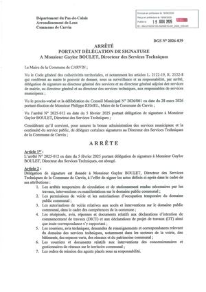 DÉLÉGATION DE SIGNATURE AU DIRECTEUR DES SERVICES TECHNIQUES