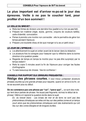 Conseils Pour Le Brevet