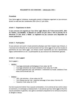 Règlement Jeu Concours Juliobonales 2026