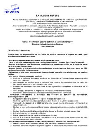 Technicien Sécurité Bâtiment Manifestations
