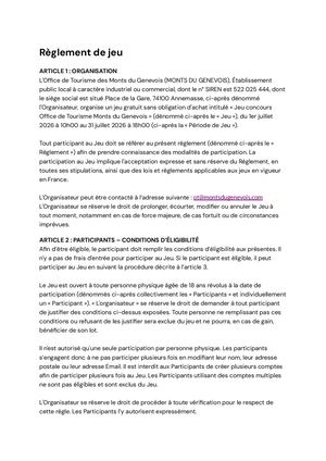 Règlement Jeu Tdf Monts Du Genevois