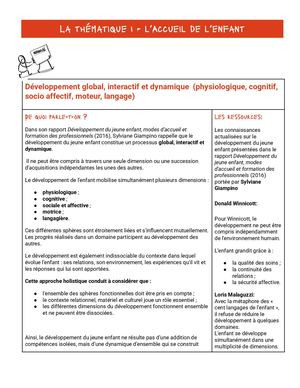 Notion Clé - Développement Global, Interactif Et Dynamique