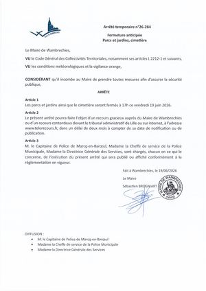 Arrêté temp n°26-284