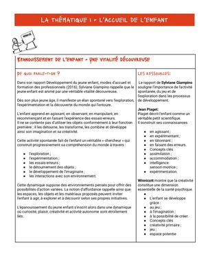 Notion Clé - Epanouissement De L’enfant Une Vitalité Découvreuse