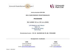 Diu Carcinoses Péritonéales Programme Paris 2025 2026 V1