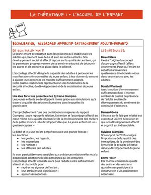 Notion Clé - Socialisation, Accordage Affectif