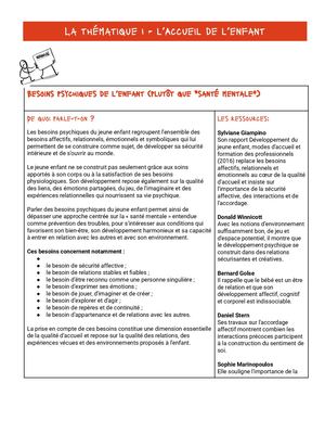 Notion Clé - Besoins Psychiques De L’enfant
