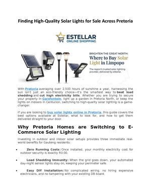 Finding High Quality Solar Lights For Sale Across Pretoria