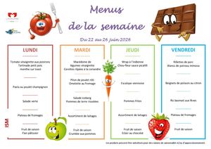 Menus Du 22 Au 26 Juin 2026