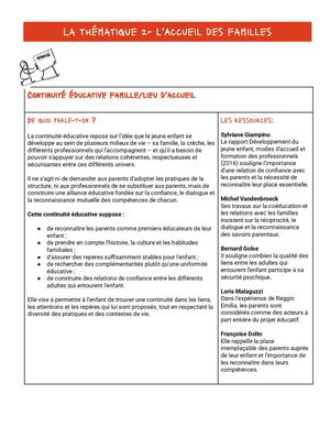 Notion Clé - Continuité éDucative Famille Lieu D’accueil