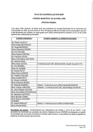 P V Conseil Municipal Du 30 Avril 2026