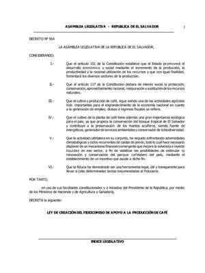 Ley Del Fideicomiso Del Café Ficafe