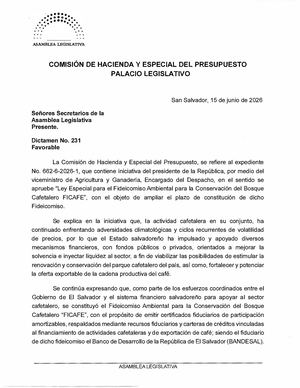 Ley Para Extensión Del Fideicomiso Del Café