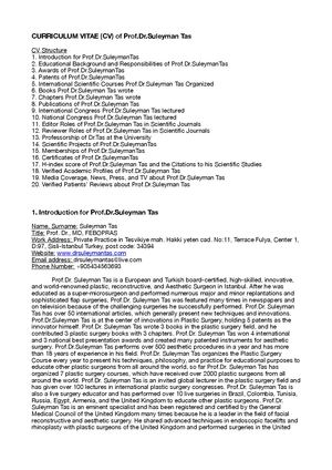 Curriculum Vitae Of Prof Dr Suleyman Tas