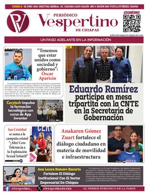 Periodico El Vespertino De Chiapas 19 Junio
