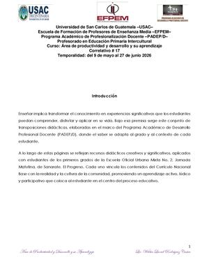 Transposición Didáctica Productividad Y Desarrollo